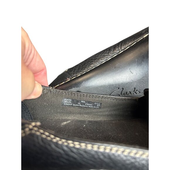 Clarks Womens Black pebbled Leather Loafers Size 9 - Picture 7 of 8